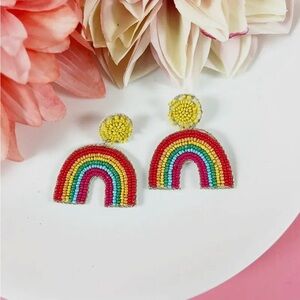 Red and Yellow Statement Earrings with Playful Design